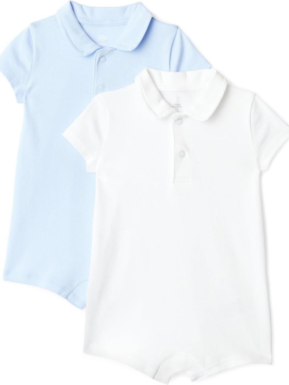 Baby Boys' Short Sleeve Cotton Romper Set, Snap Closure, Breathable, 2-Pack